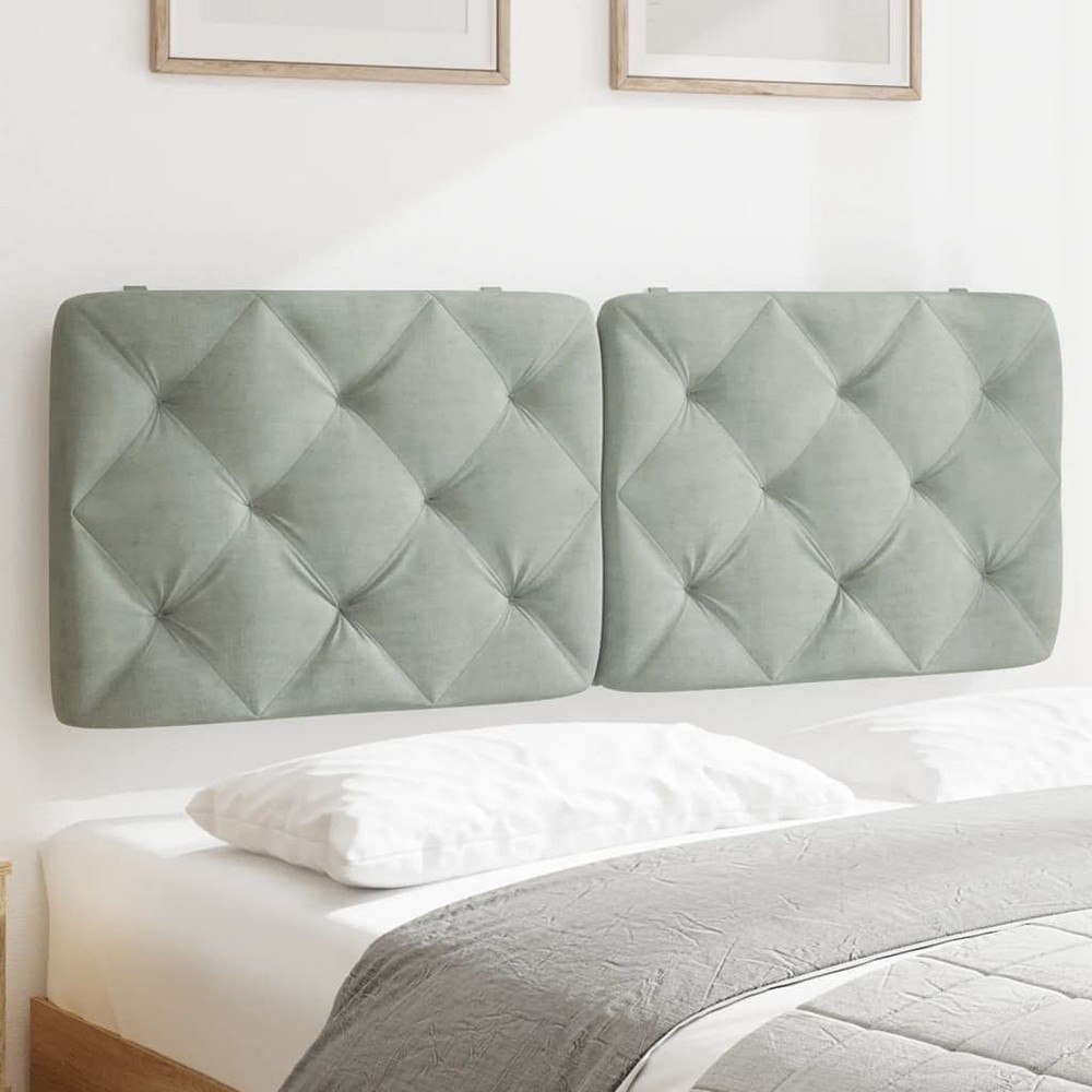 Headboard Cushion Light Gray Velvet (100% polyester) 54 in