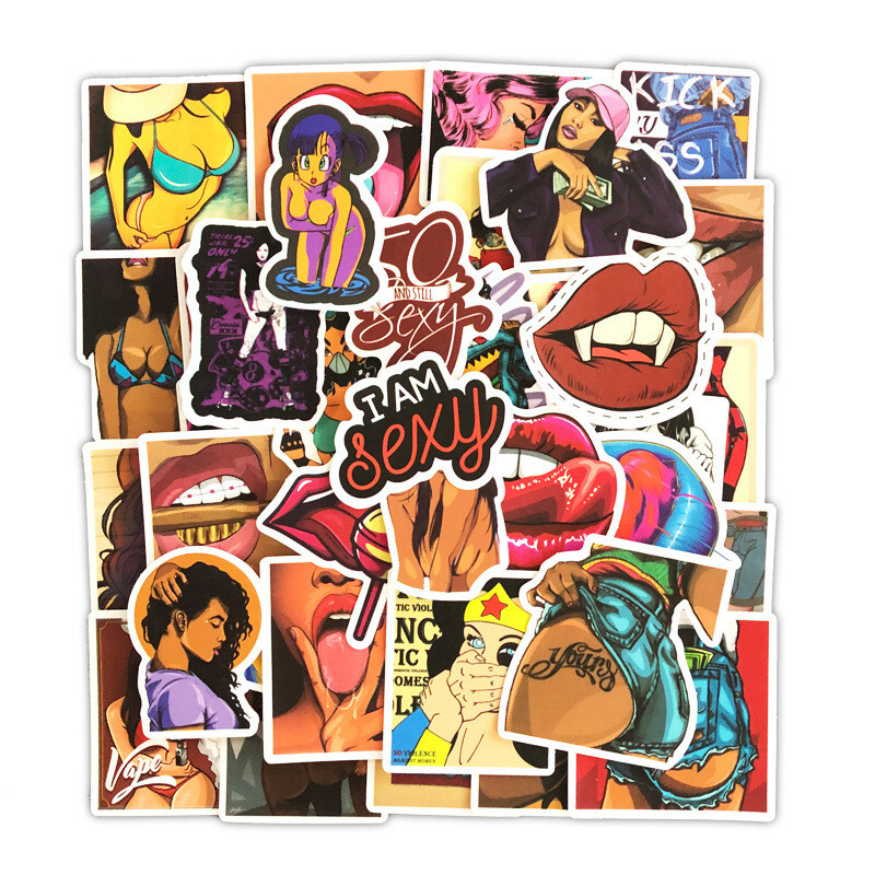 50Pcs Hot Girls Stickers Vinyl for Skateboard Motorcycle Laptop Luggage Suitcase