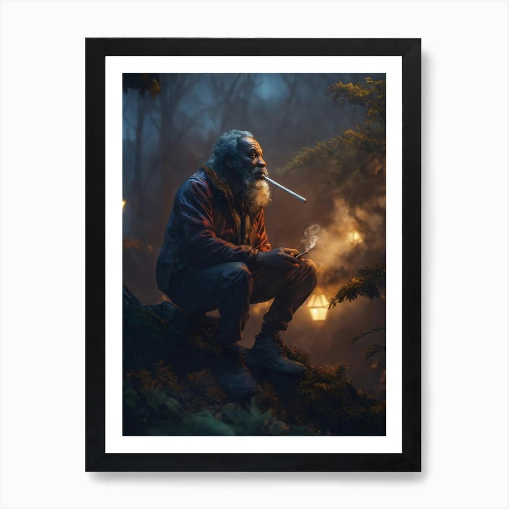 Man Smoking A Cigarette Art Print Framed Wall Art Poster Canvas Print Picture