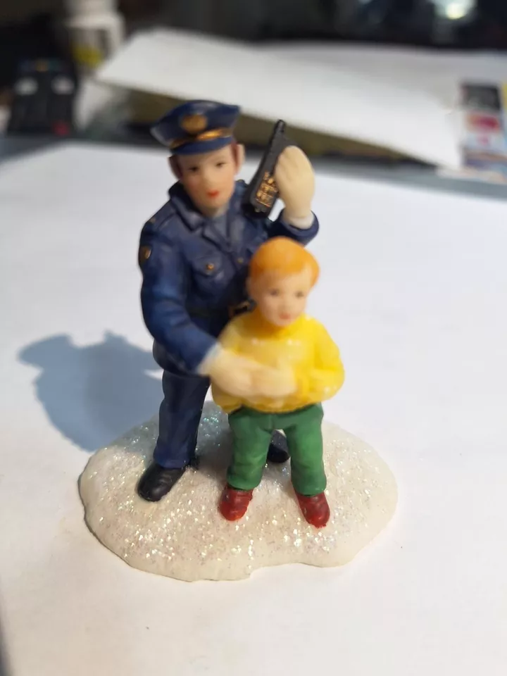 Christmas Village Accessory - O’Well Policewoman & Little Boy Figurine-image