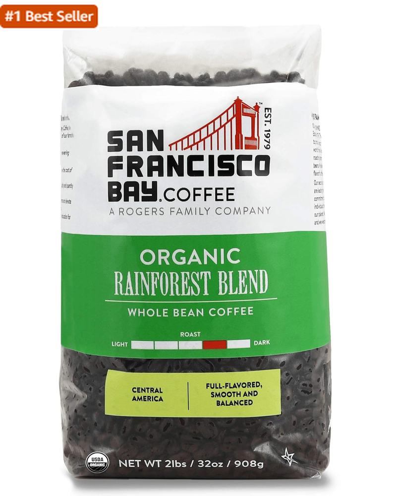 Organic Rainforest Blend Medium-Dark Roast Whole Bean Coffee San Francisco Bay
