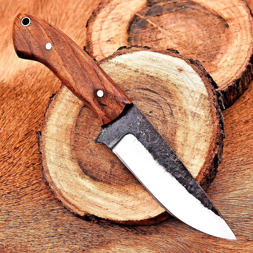 Custom Handmade Forged Carbon Steel Hunting Knife with Wood Handle 2926