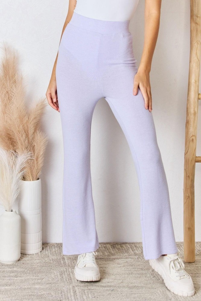 RISEN High Waist Ultra Soft Knit Flare Pants Full Length