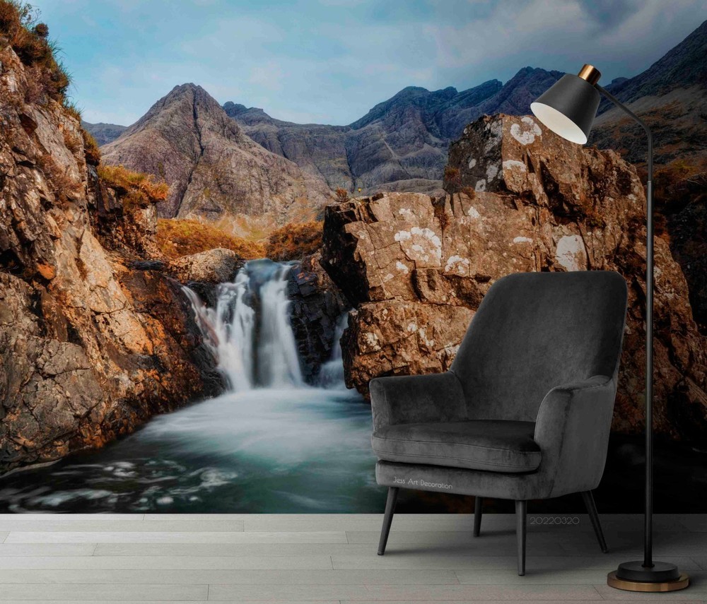 3D Mountain Waterfall Landscape Wall Murals Wallpaper Murals Wall Sticker