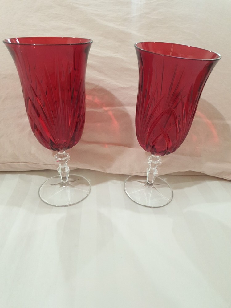 Red Waterford Marquis Crystal Iced Tea Goblet 8.25