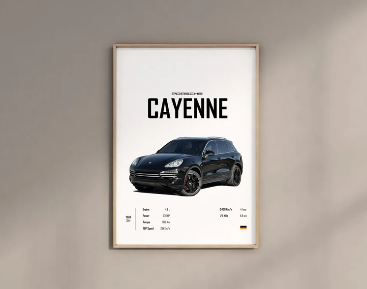 2014 Porsche Cayenne Turbo S Digital Art Print for Kids Room Wall Decor