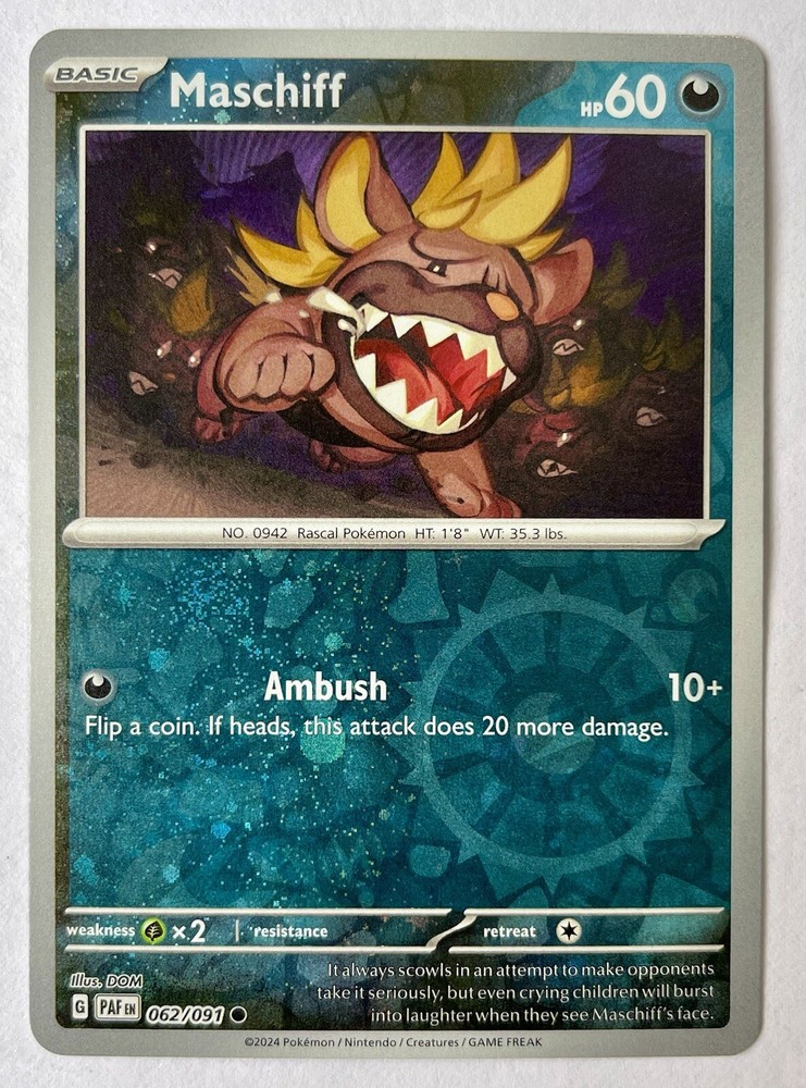 MASCHIFF 062/091 PALDEAN FATES (REVERSE HOLO) Pokemon TCG
