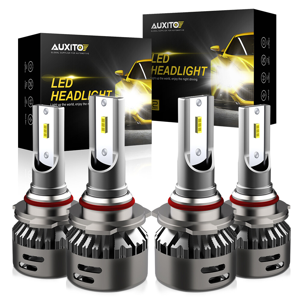 AUXITO 4X 9005+9006 LED Combo Headlight Light Kit High Low Beam Bulb White 6500K