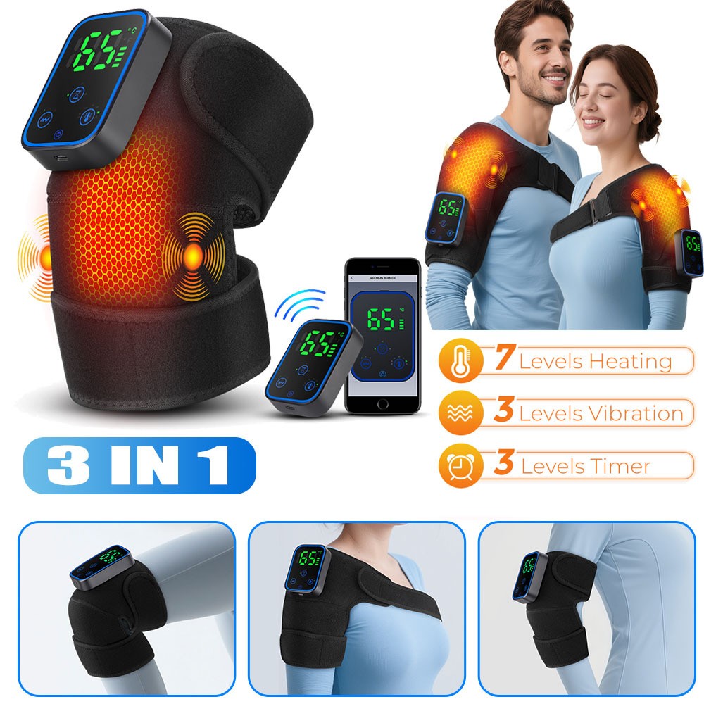 Electric Heated Vibration Shoulder Massager Brace Heat Therapy Joint Pain Relief