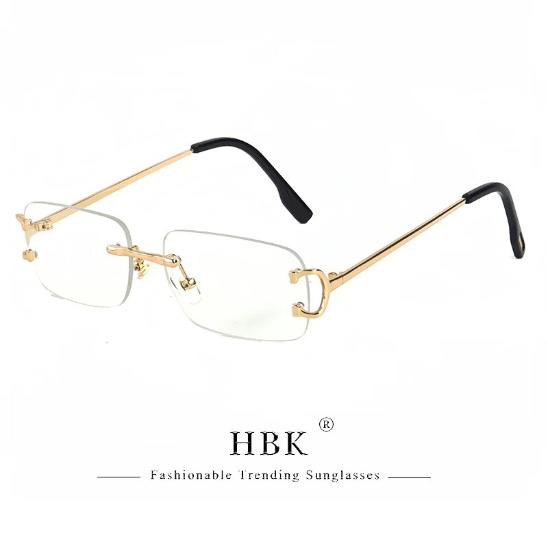 New Men Sunglasses Gold Clear Lens Eye Glasses Brown Metal Frame Hip Hop Fashion
