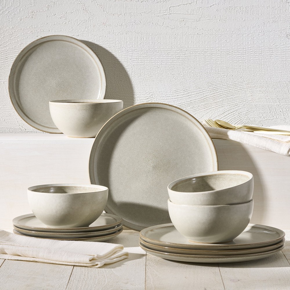 Better Homes and Gardens Banks Cream 12-Piece Stoneware Dinnerware Set
