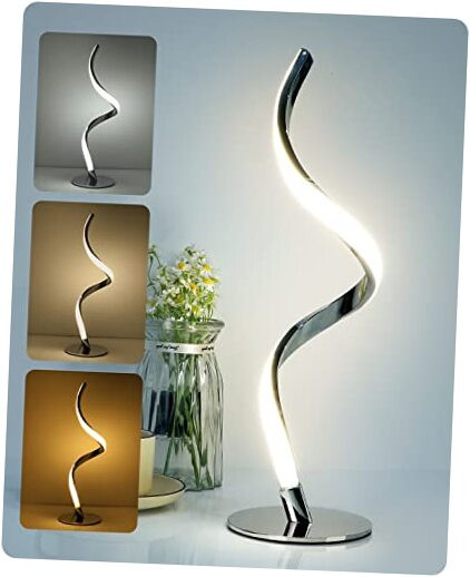 Modern 3-Color Touch Control LED Spiral Bedside Lamp with Stepless Dimming