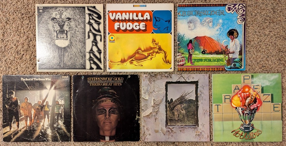 Lot of 7 Vinyl LP Albums (Rock, Psychedelic Rock) Santana, Led Zeppelin & More