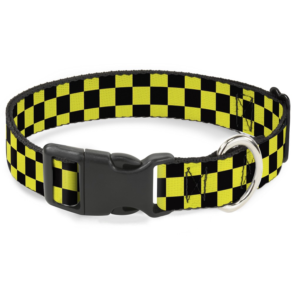 Plastic Clip Collar Checker Black/Neon Yellow NARROW-Medium 8.5-12