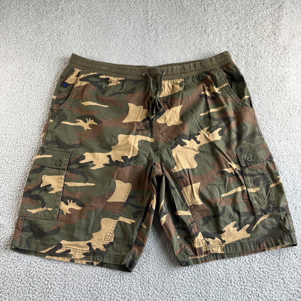 NEW Monument Shorts Mens 50 Green Camo Cargo Ripstop Comfort Waist Military Y2K