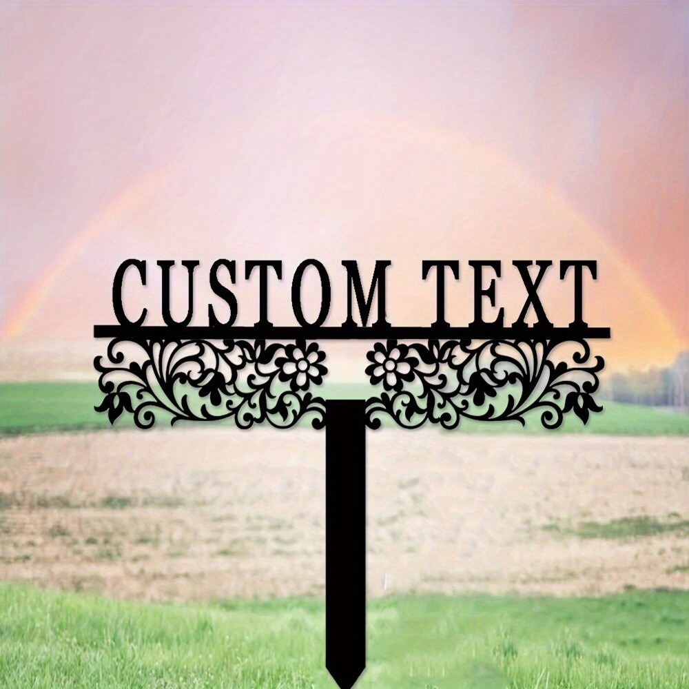 Custom Art Deco Metal Wedding Garden Stakes with Laser-Engraved Text