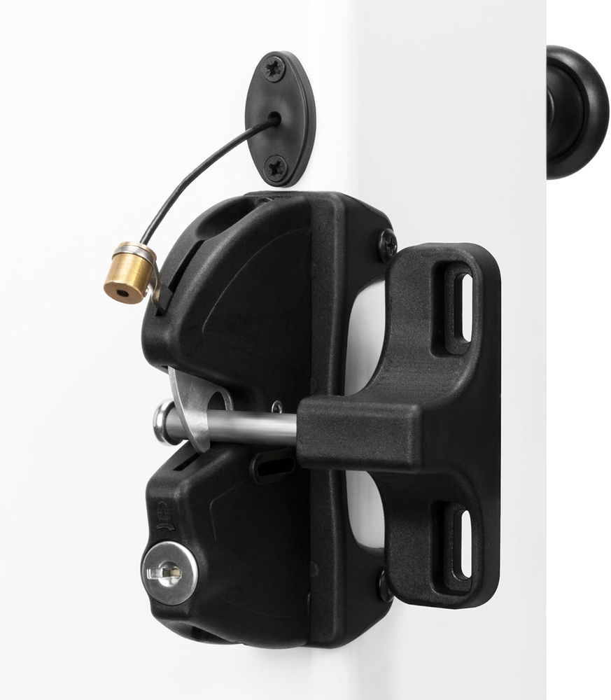 Key Lockable 2 Way Gate Latch with Spring Loaded Pull Cable and Key 2 Sided Door