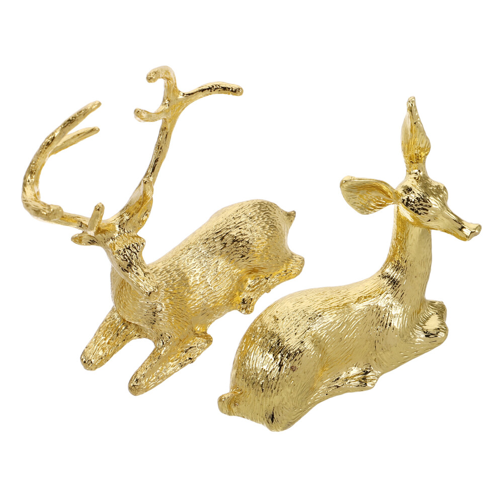 2 Pcs Decor Deer Couple Statue Ornament Animal Christmas Ornaments