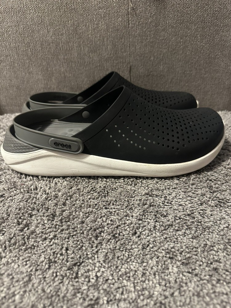 Crocs Literide Men’s Black Slip On Clogs Size 12