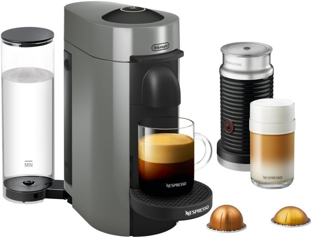 Nespresso Vertuo plus Coffee and Espresso Maker by De'Longhi, Grey with Aeroccin