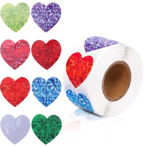 500 Pcs Heart Stickers 1 Inch Love Stickers Heart Sticker Glitter Heart