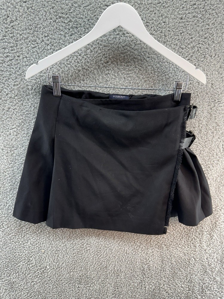 Burberry London Women's Size 6 Black Belted Fringe Mini Skirt EUC