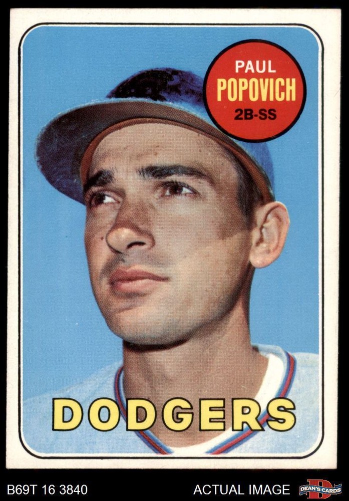 1969 Topps #47 Paul Popovich C Dodgers VARIATION 5 - EX