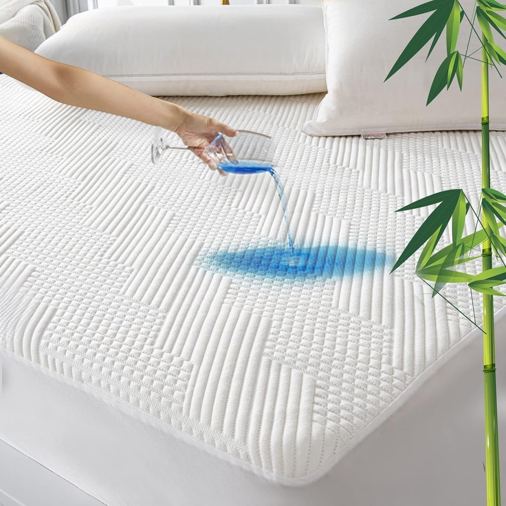 GRT Rayon Bamboo Waterproof Cal King Mattress Protector with 3D Air Fiber Technology