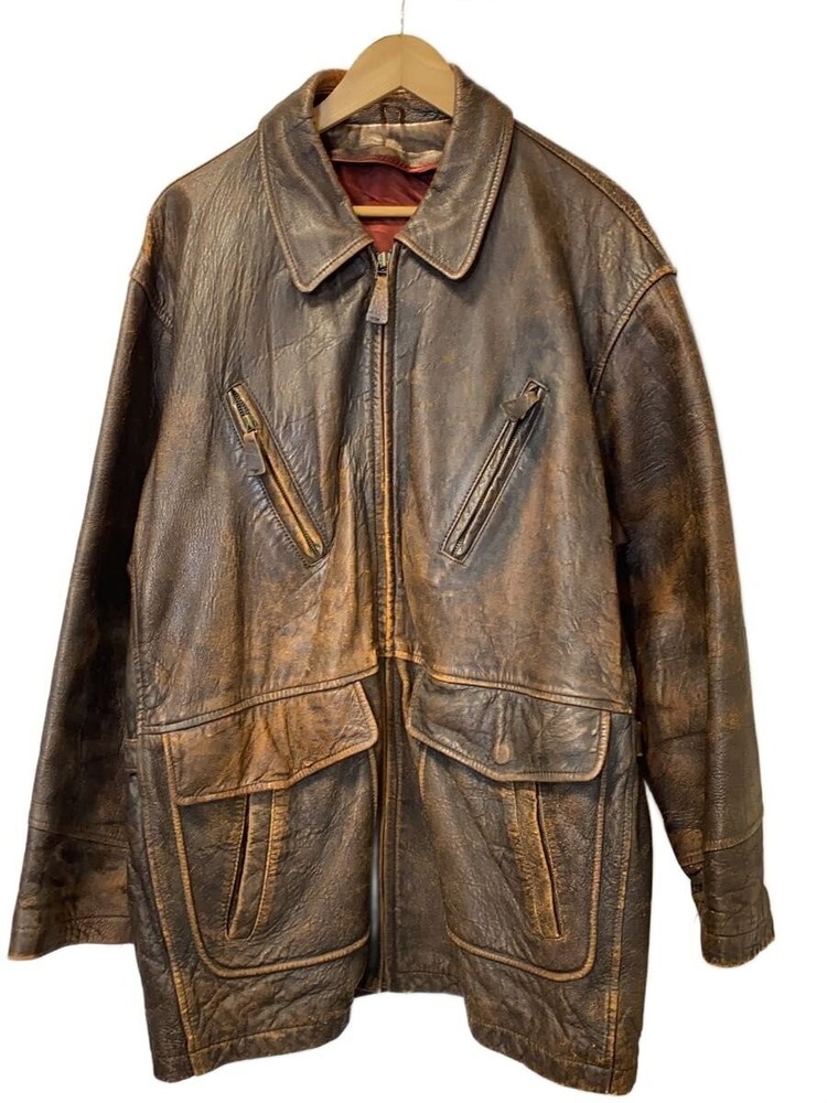 Leather Jacket Blouson/L/Sheep Leather/Brw/Plain 3464