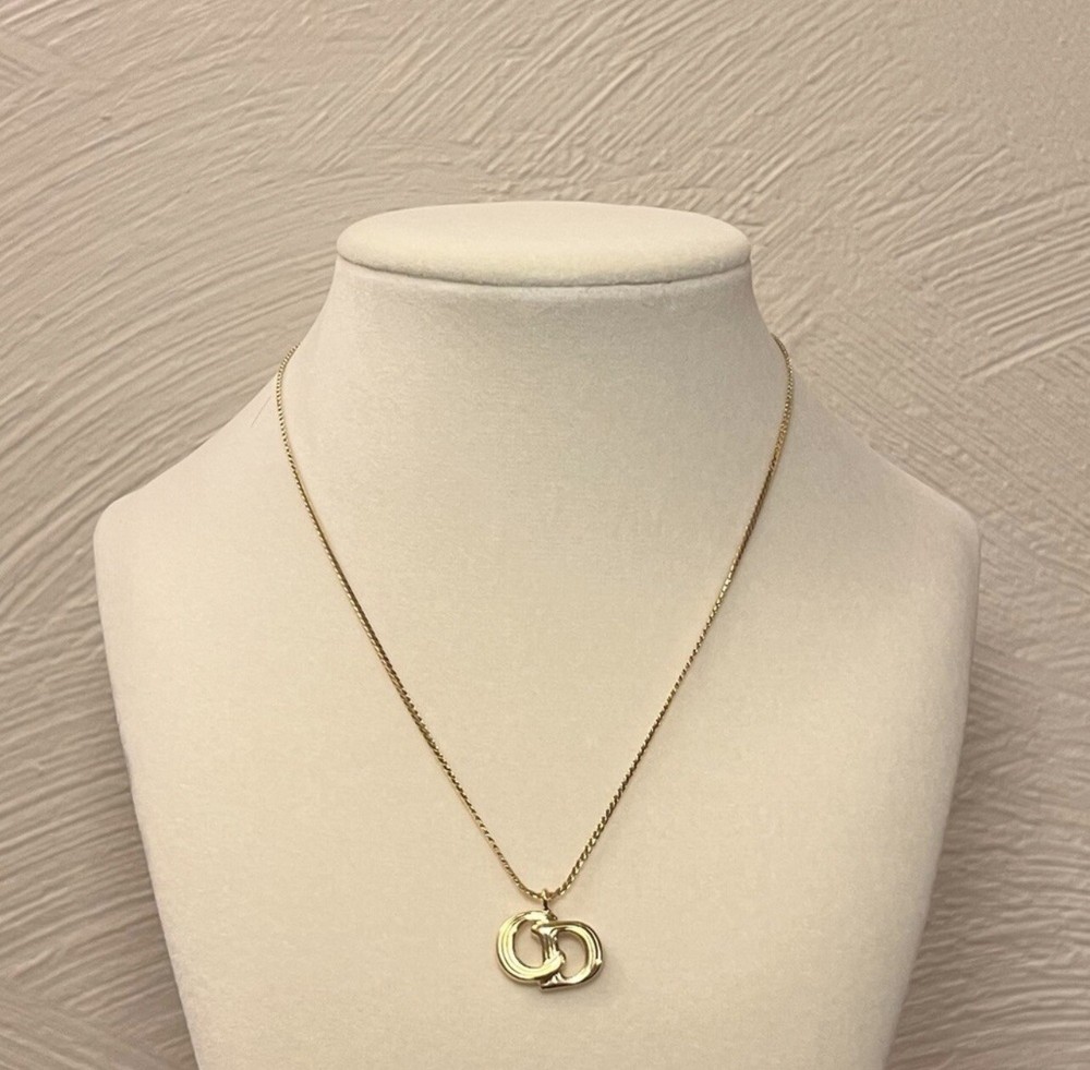 Christian Dior CD Logo Pendant Necklace in Silver