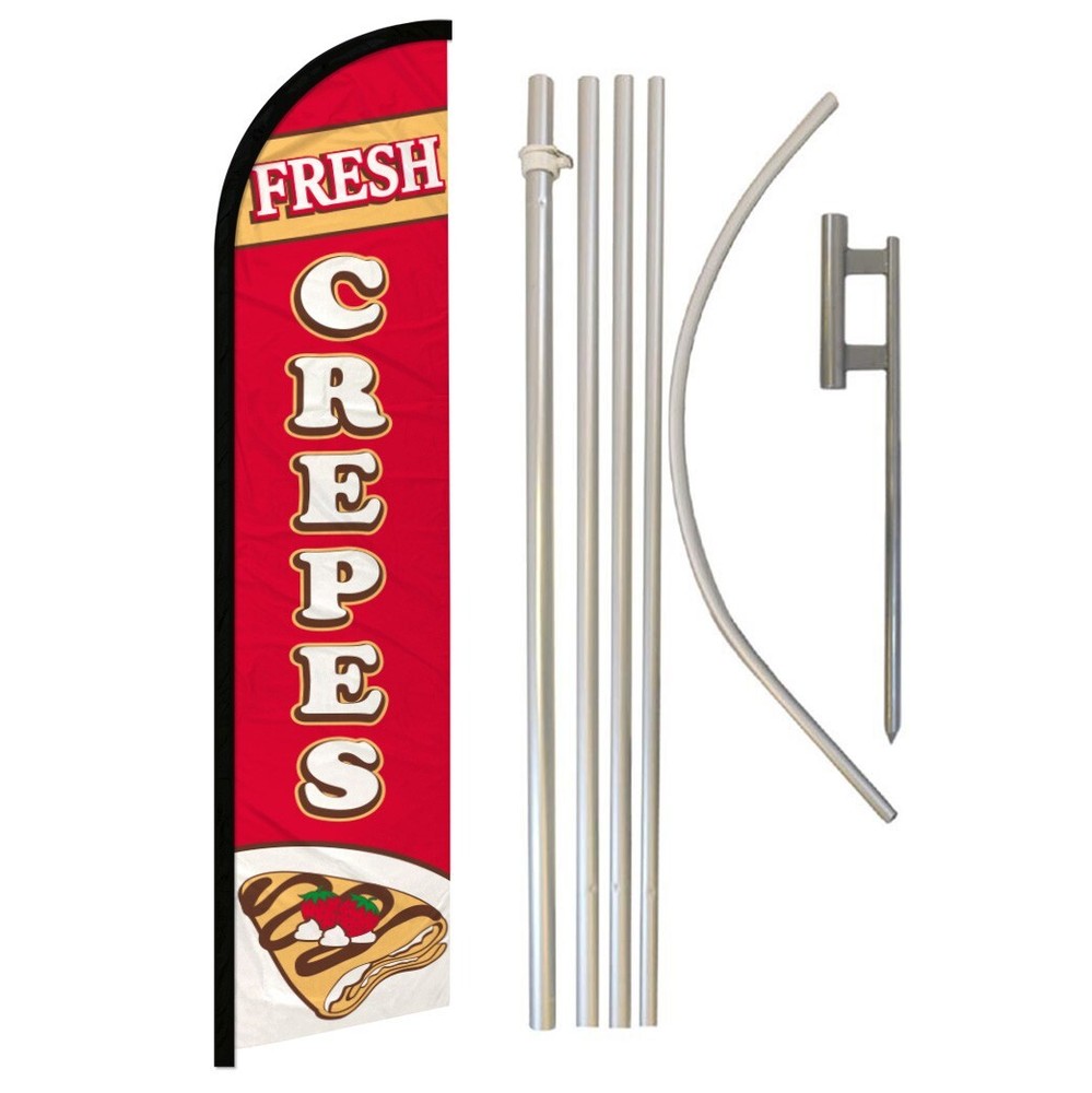 Fresh Crepes Full Curve Windless Swooper Flag Pole Kit for Concessions Food