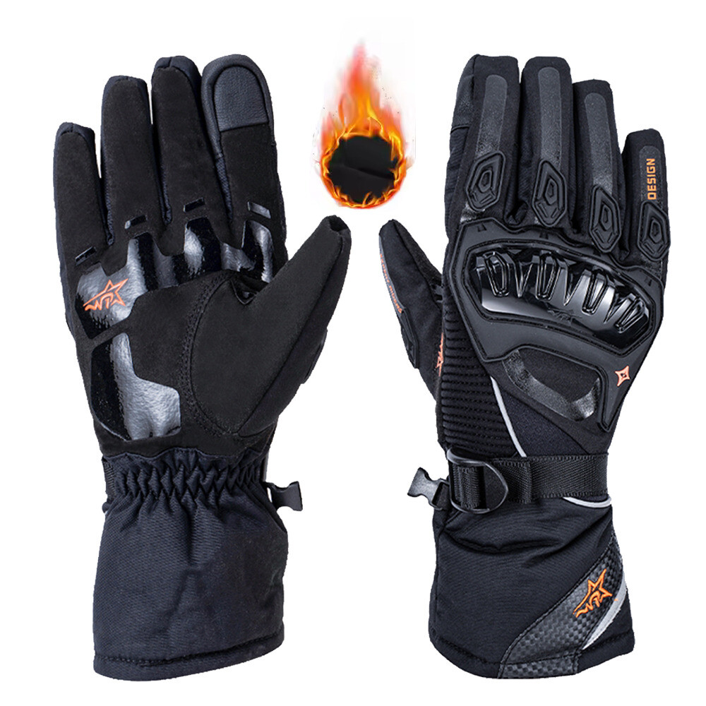 Men's Winter Thermal Motorcycle Gloves Windproof Touch Screen Full Finger Gloves