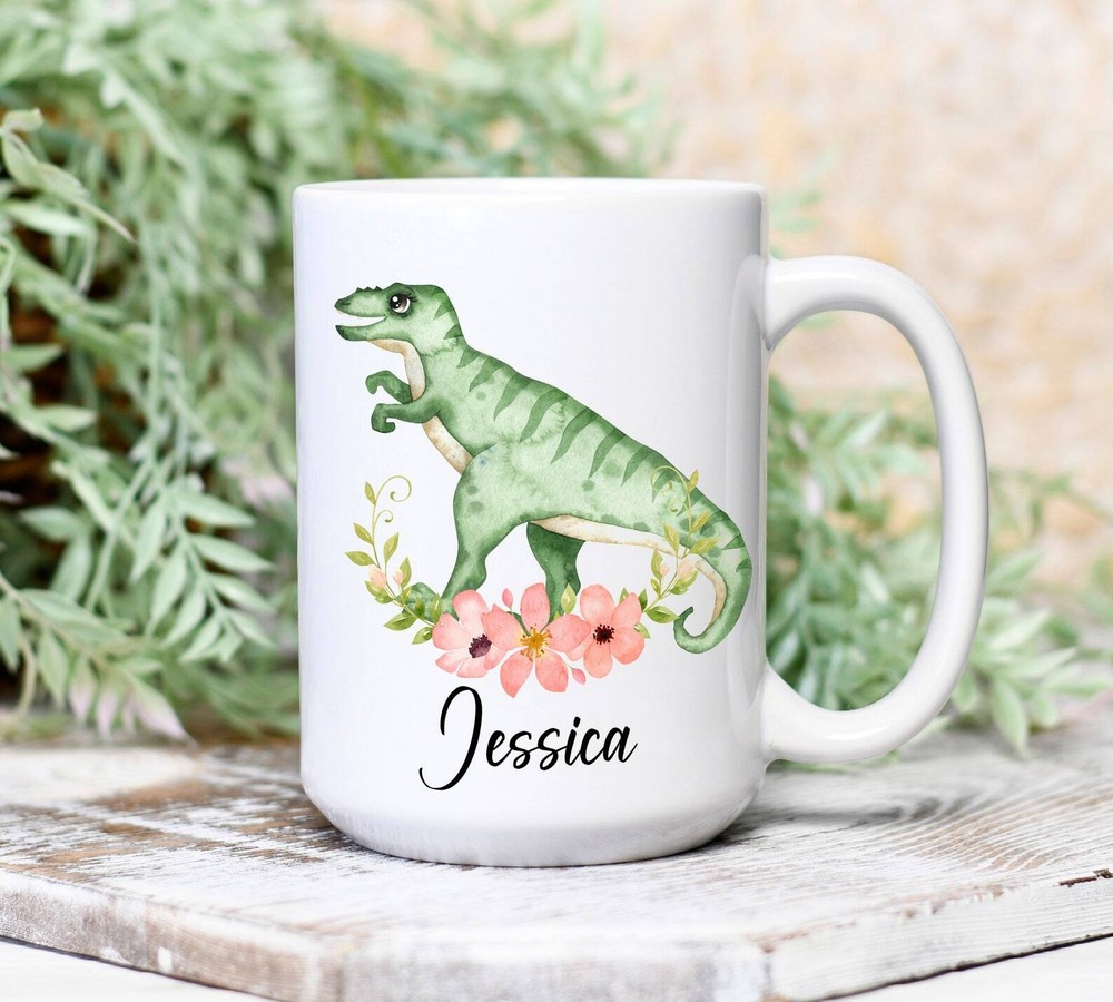 Dinosaur Lover Christmas Personalized Mug Dinosaur Mug Gift Cute Dinosaur T Rex