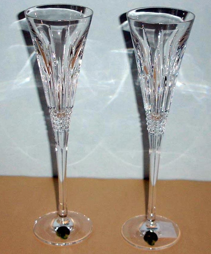 Waterford Crystal LISMORE DIAMOND Toasting Flute Pair 11