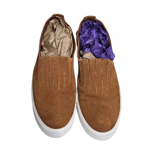 Minnetonka Shoes Womens 9 M Minnetonka Gabi Suede Slip On Brown Loafers Flats