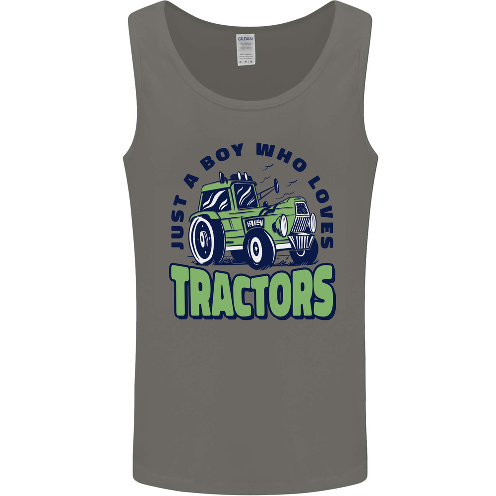 Just a Boy Who Loves Tractors Farmer Mens Vest Tank Top