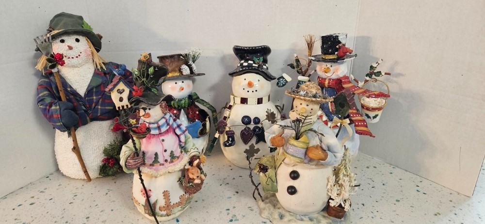 Лот из 6 фигурок снеговиков некоторые винтажные