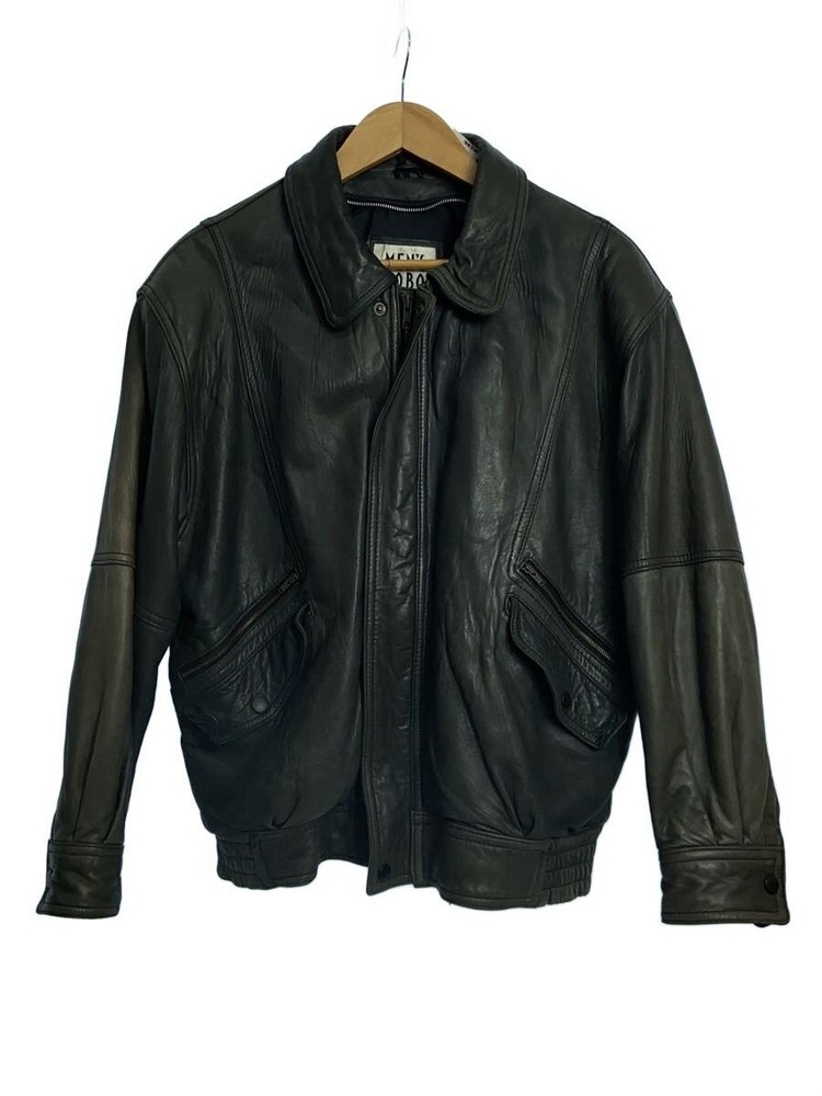 Mens Robo/Leather Jacket Blouson/L/Leather/Gry/Plain 6681