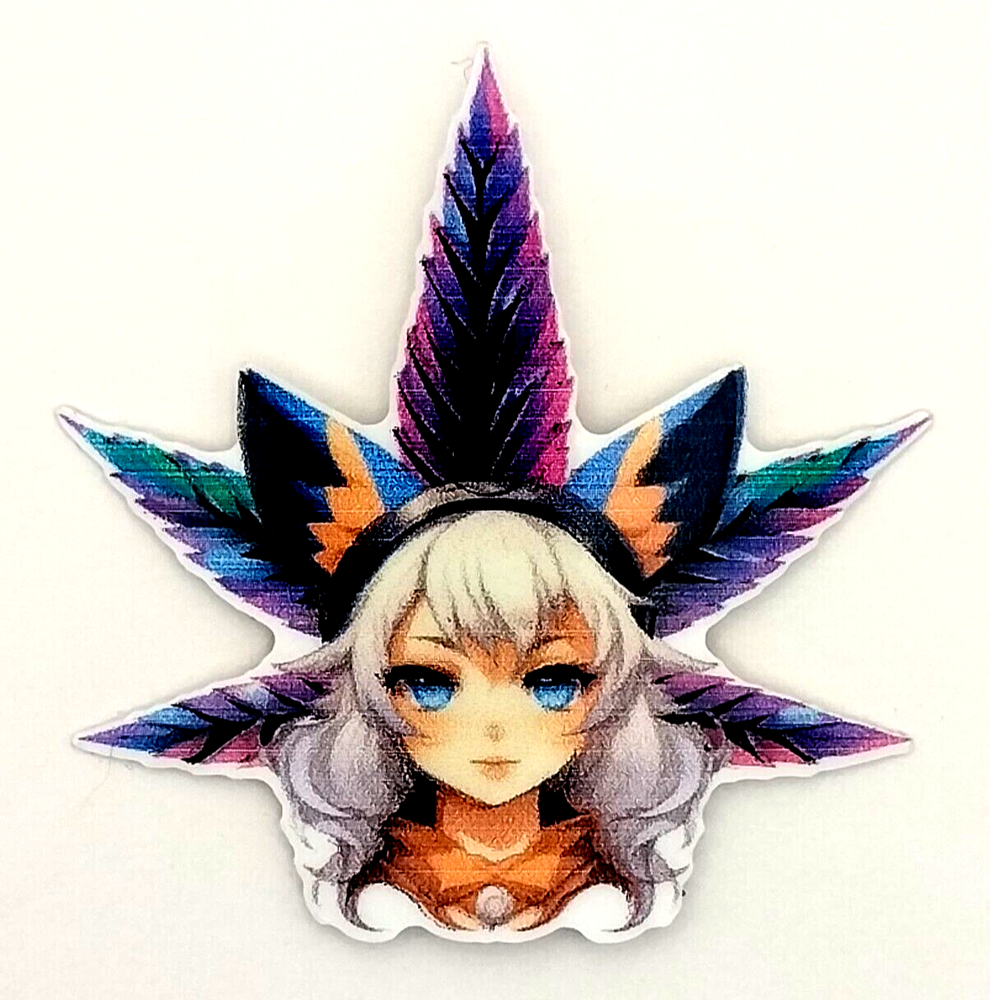 Anime 420 Ganja Cat Sticker Pot Leaf Weatherproof UV Safe Stoner Vinyl Durable