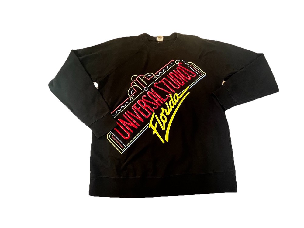 Vintage Universal Studios Florida Black Neon Crewneck Sweatshirt Size Large