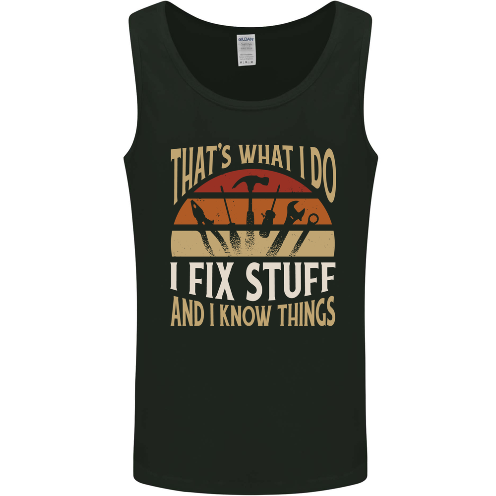 I Fix Stuff Funny Electrician Sparky Mechanic Mens Vest Tank Top