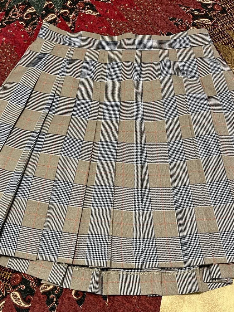 Bagatelle Women's Plaid Skirt Size S Black & Tan, Tartan Plaid Pleated