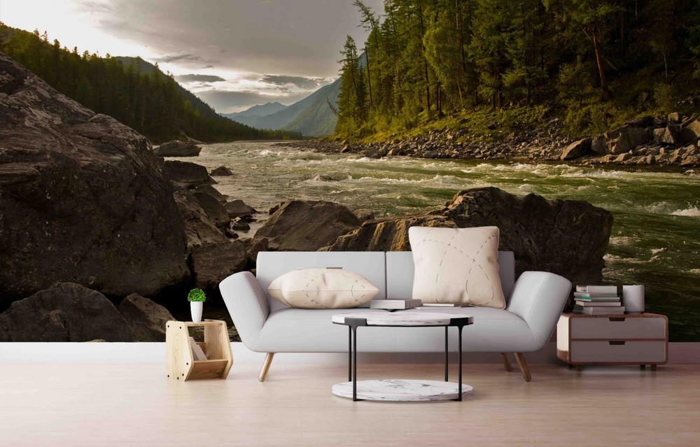 3D Forest River Landscape Wall Murals Wallpaper Murals Wall Sticker