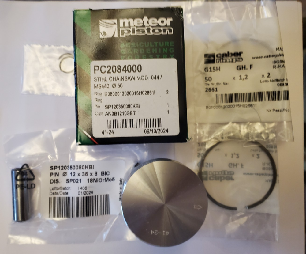 METEOR PISTON KIT w/CABER RINGS FITS STIHL 044 MS440 12mm wrist pin BEST PRICE!!