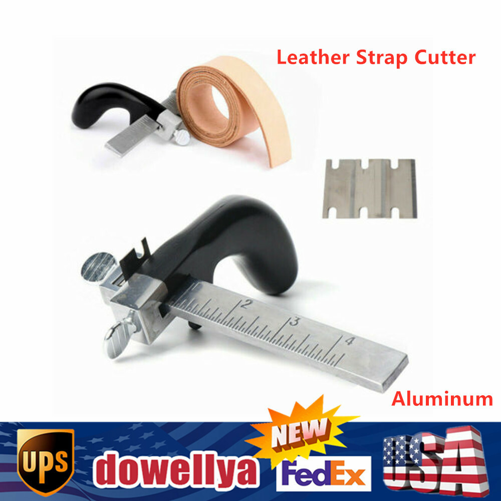 Leather Strap Cutter Draw Gauge Leather Craft Splitter Tool W/3 Blades US