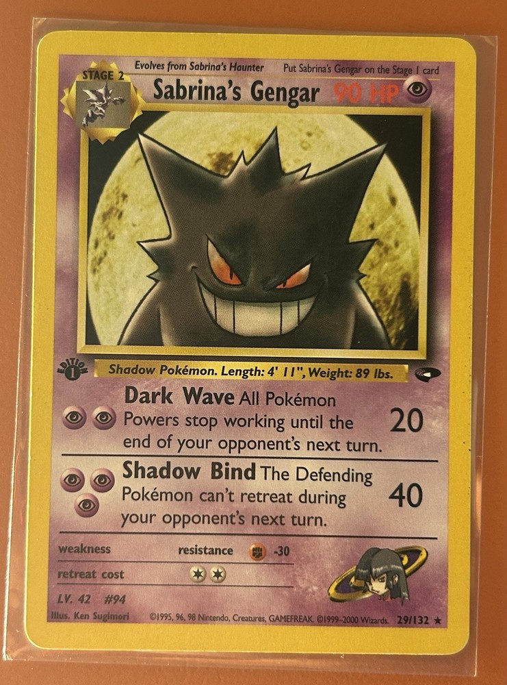 1st Edition Sabrinas Gengar 29/132 Gym Challenge Non-Holo MP Pokemon Card