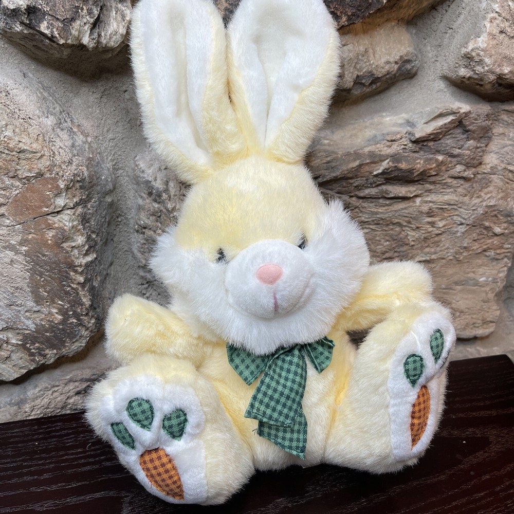 Vintage MTY Easter Bunny Rabbit Plush with Carrots on Feet Stuffed Animal 12”