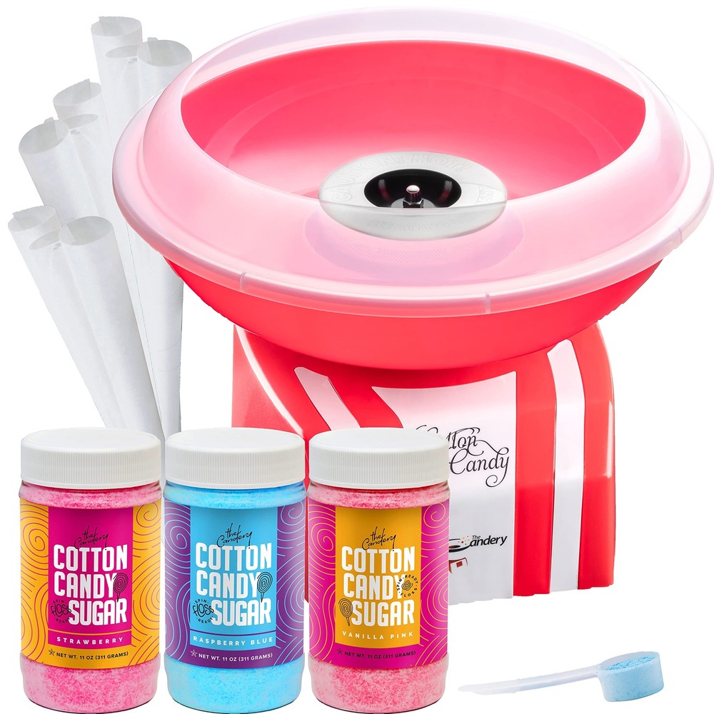 Cotton Candy Machine and Floss Bundle- Bright, Colorful Style- Sugar Free Can...