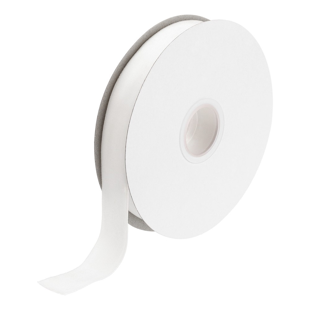 Velvet Ribbon 3/4 Inch x 10 Yard Single Face Spool Silky Fabric White