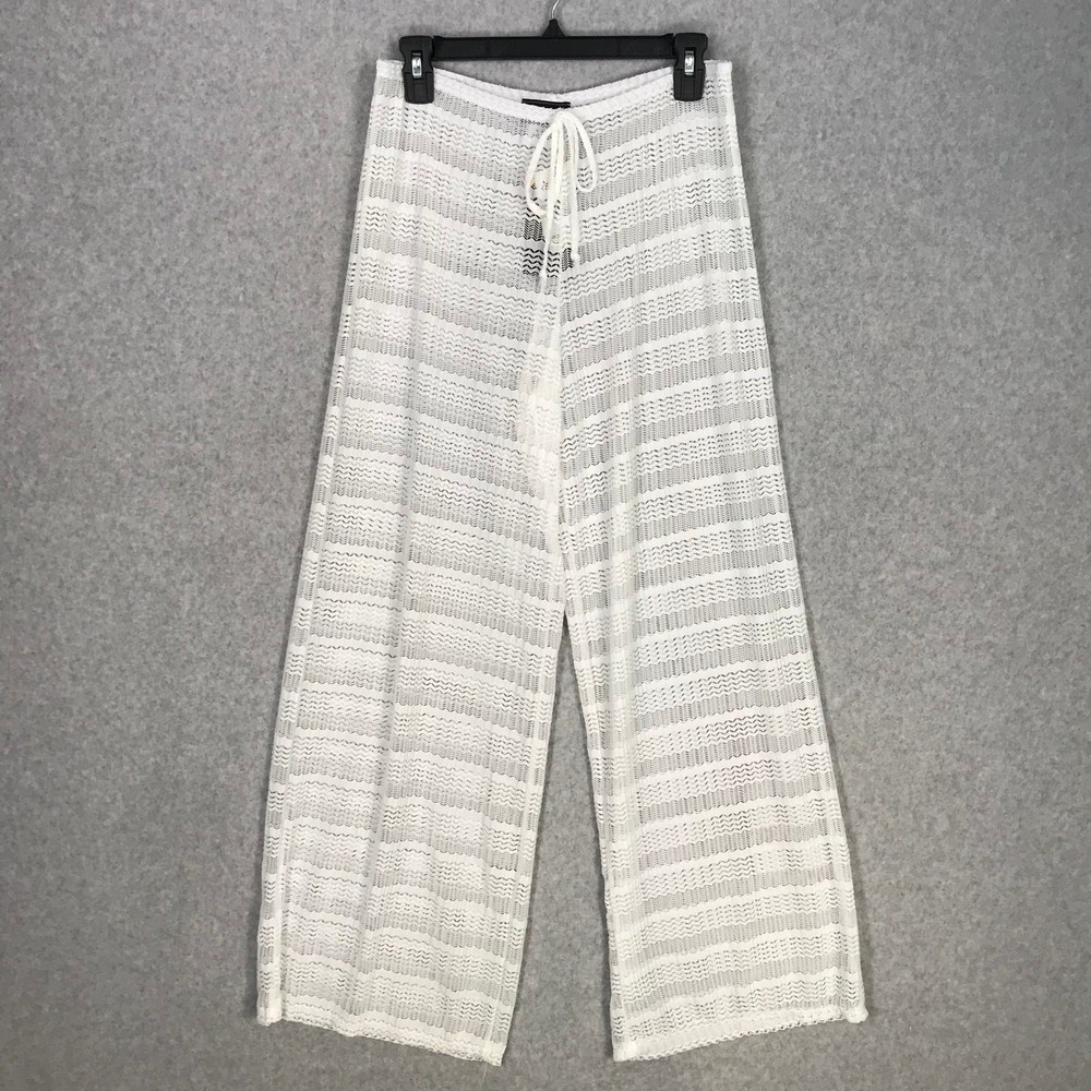 Crochet Lace Sheer Wide Leg Beach Cover Up Pants Large Resort Pool Cruise Boho